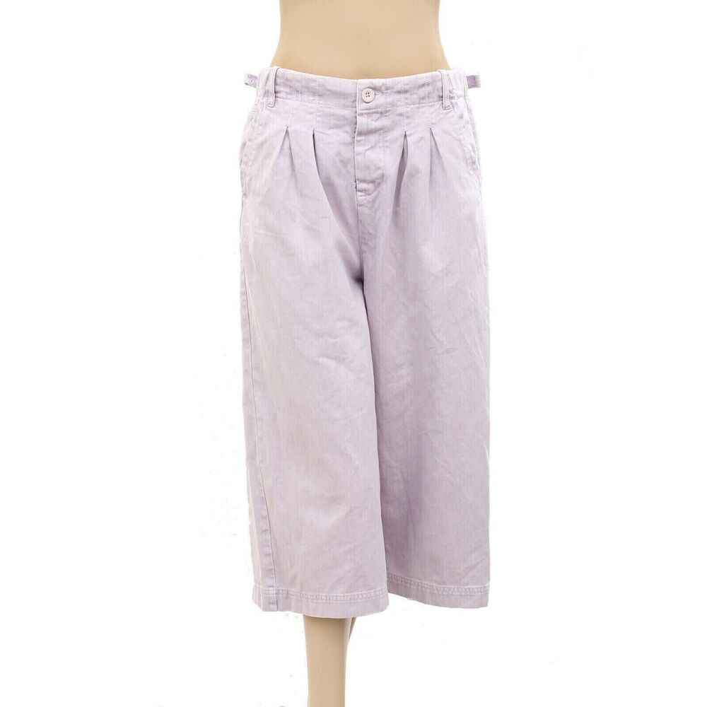 Free People Hard Rain Gaucho Pants Cropped Lavender Wide-Leg Cotton S-4 286785 - Picture 5 of 9